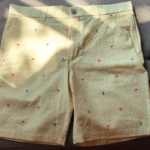 Original Penguin Yellow Shorts with Pink Flamingos - Picture 1 of 4